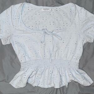 Arizona Jean Company Women's Sky Blue Eyelet Blouse